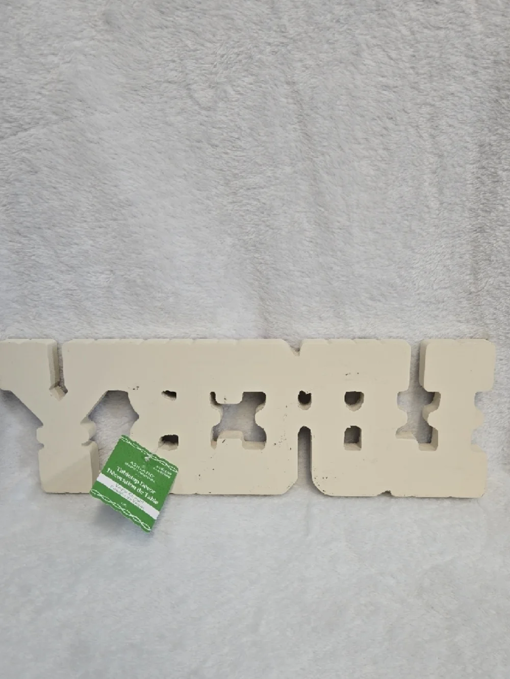 NWT! Ashland Green and Cream Tabletop Décor Tag Lucky - Picture 2 of 7